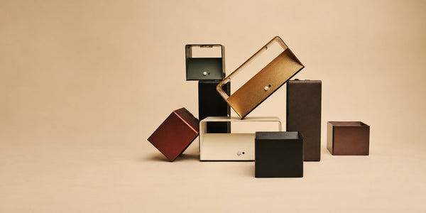 Collection of square and rectangular rechargeable wall lamps in different colours grouped together