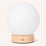 Flore Wooden Lamp with Glass Bulb – Rechargeable & Dimmable Cordless Light Tavellio
