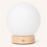 Flore Wooden Lamp with Glass Bulb – Rechargeable & Dimmable Cordless Light Tavellio
