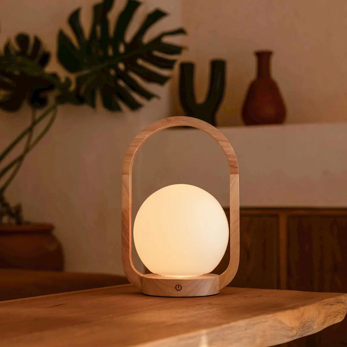 Skye Light Brown Wooden Cordless Lamp | Rechargeable & Dimmable Design Tavellio