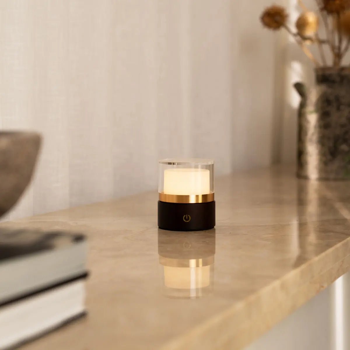 Leo Dark Brown Compact Cordless Rechargeable Lamp – Wood, Dimmable Light Tavellio