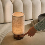Ben Wooden Dark Brown Table Lamp – Rechargeable, Dimmable, USB-C Powered Tavellio
