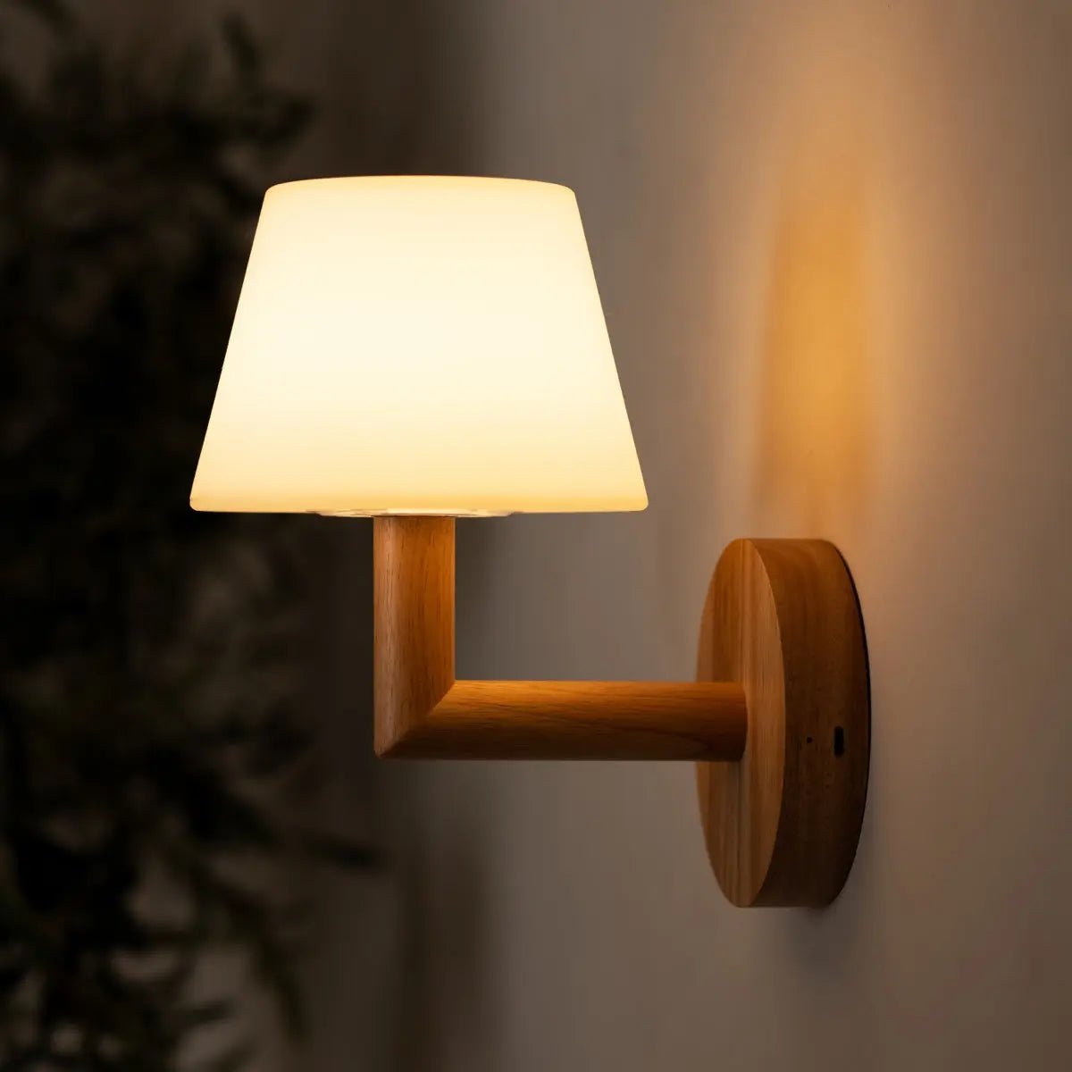 Ted Light Brown Wooden Rechargeable Wall Lamp | Cordless & Dimmable Lighting Tavellio