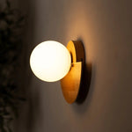 Kane Light Brown Cordless Wall Light – Rechargeable Wood & Glass Lamp Tavellio