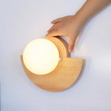 Kane Light Brown Cordless Wall Light – Rechargeable Wood & Glass Lamp Tavellio