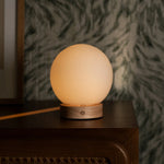 Flore Wooden Lamp with Glass Bulb – Rechargeable & Dimmable Cordless Light Tavellio