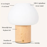 Fynn Light Brown Wooden Lamp – Rechargeable, Dimmable & Stylish Tavellio