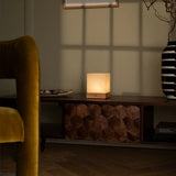 Yce Light Brown Cordless Wooden Lamp with Frozen Glass – Rechargeable, Dimmable, 100-Hour Battery Tavellio