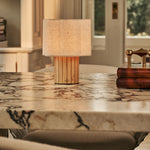 Bianca Light Brown Rechargeable Table Lamp | Stylish, Functional & Linen Blend