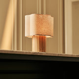 Bianca Light Brown Rechargeable Table Lamp | Stylish, Functional & Linen Blend