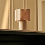 Bonnard Beige – Travertino Classico Travertine Marble Rechargeable Table Lamp | Cordless, Up to 100 Hours & Linen Blend