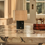 Bonnard Black – Nero Marquina Marble Rechargeable Table Lamp | Cordless, Up to 100 Hours & Linen Blend