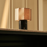 Bonnard Black – Nero Marquina Marble Rechargeable Table Lamp | Cordless, Up to 100 Hours & Linen Blend