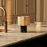 Bonnard Black – Nero Marquina Marble Rechargeable Table Lamp | Cordless, Up to 100 Hours & Linen Blend