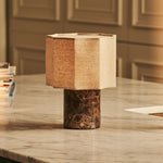 Bonnard Brown – Emperador Dark Marble Rechargeable Table Lamp | Cordless, Up to 100 Hours & Linen Blend