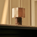 Bonnard Brown – Emperador Dark Marble Rechargeable Table Lamp | Cordless, Up to 100 Hours & Linen Blend