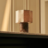 Bonnard Brown – Emperador Dark Marble Rechargeable Table Lamp | Cordless, Up to 100 Hours & Linen Blend
