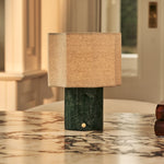 Bonnard Green – Verde Alpi Marble Rechargeable Table Lamp | Cordless, Up to 100 Hours & Linen Blend
