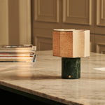 Bonnard Green – Verde Alpi Marble Rechargeable Table Lamp | Cordless, Up to 100 Hours & Linen Blend