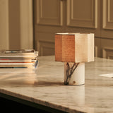 Bonnard White – Lilac Marble Rechargeable Table Lamp | Cordless, Up to 100 Hours & Linen Blend