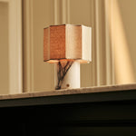 Bonnard White – Lilac Marble Rechargeable Table Lamp | Cordless, Up to 100 Hours & Linen Blend