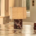 Bonnard Red – Rosso Levanto Marble Rechargeable Table Lamp | Cordless, Up to 100 Hours & Linen Blend