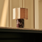 Bonnard Red – Rosso Levanto Marble Rechargeable Table Lamp | Cordless, Up to 100 Hours & Linen Blend