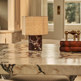 Bonnard Red – Rosso Levanto Marble Rechargeable Table Lamp | Cordless, Up to 100 Hours & Linen Blend