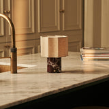 Bonnard Red – Rosso Levanto Marble Rechargeable Table Lamp | Cordless, Up to 100 Hours & Linen Blend