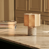 Bonnard White – Bianco Statuarietto Marble Rechargeable Table Lamp | Cordless, Up to 100 Hours & Linen Blend