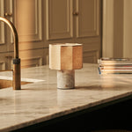 Bonnard White – Bianco Statuarietto Marble Rechargeable Table Lamp | Cordless, Up to 100 Hours & Linen Blend