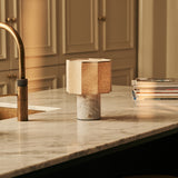 Bonnard White – Bianco Statuarietto Marble Rechargeable Table Lamp | Cordless, Up to 100 Hours & Linen Blend