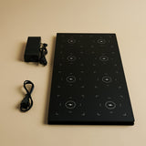 Ensemble combiné professionnel – 8 lampes de table rechargeables Wouter Brun Taupe et 1 station de charge sans fil centrale avec technologie Qi – Idéal pour les restaurants, l'hôtellerie et les hôtels