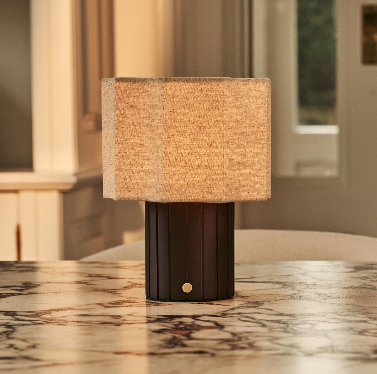 Channa Light Brown Rechargeable Table Lamp | Linen Blend, Stylish & Functional