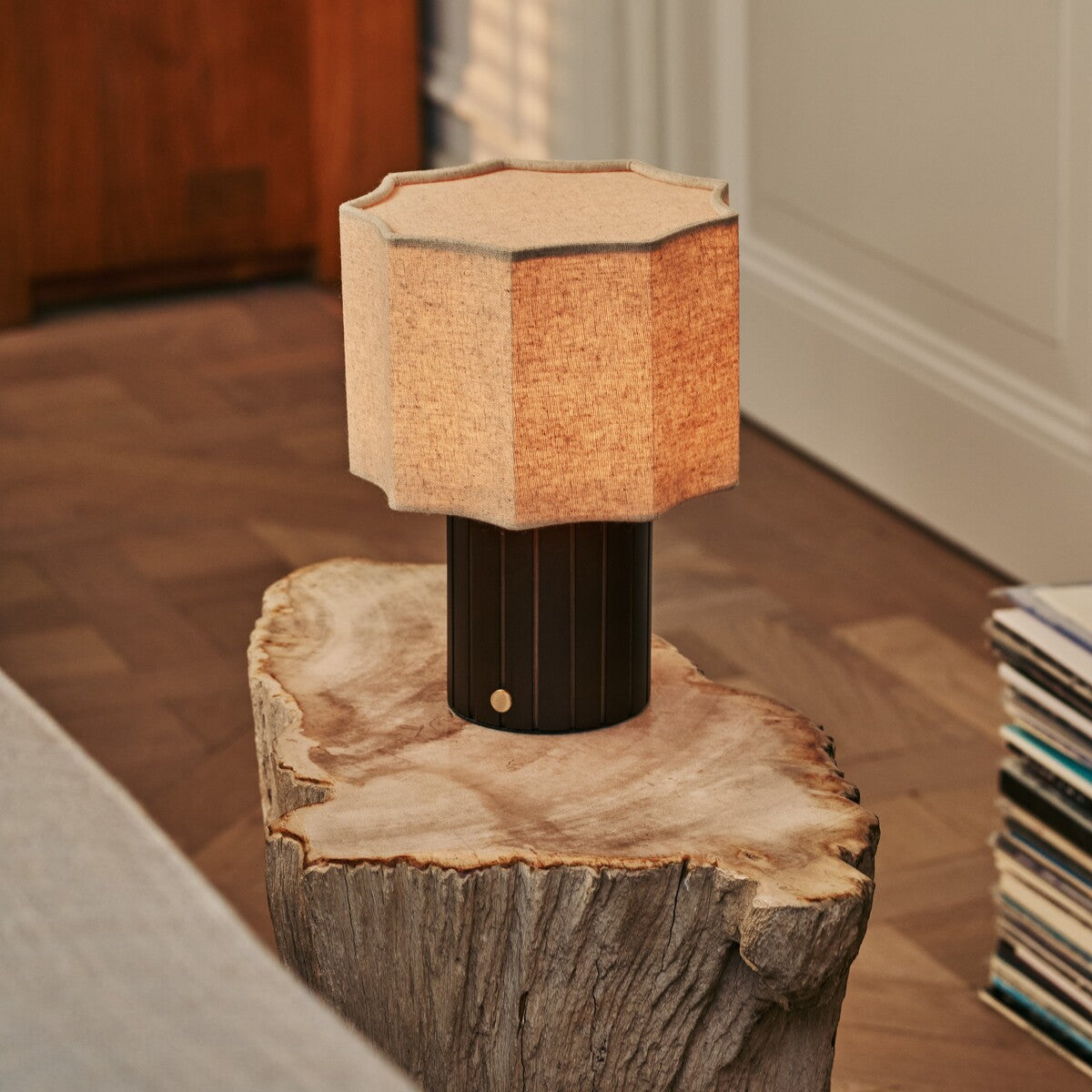 Channa Light Brown Rechargeable Table Lamp | Linen Blend, Stylish & Functional