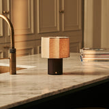 Channa Light Brown Rechargeable Table Lamp | Linen Blend, Stylish & Functional