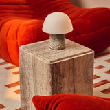 Maris Medium Silver Travertine Oplaadbare Tafellamp