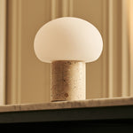 Coddé Beige – Travertino Classico Travertine Marble Rechargeable Table Lamp | Modular Lampshade, Versatile & Dimmable