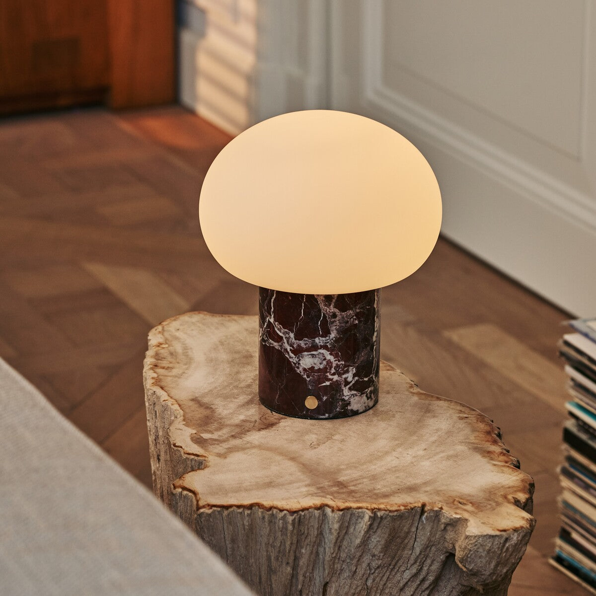 Coddé Red – Rosso Levanto Marble Rechargeable Table Lamp | Modular Lampshade, Versatile & Dimmable