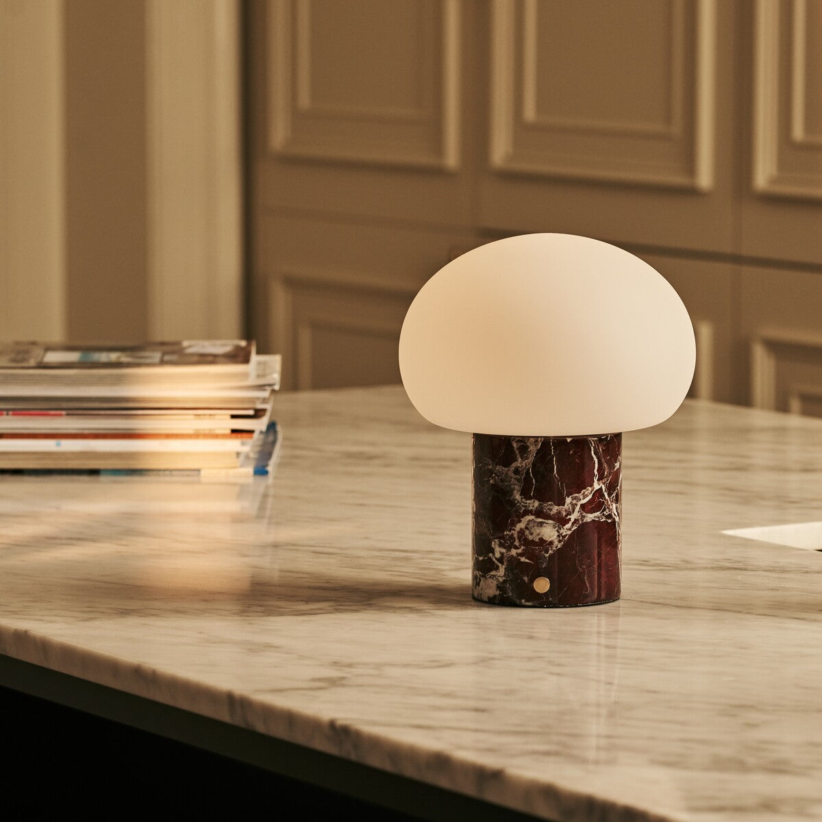 Coddé Red – Rosso Levanto Marble Rechargeable Table Lamp | Modular Lampshade, Versatile & Dimmable