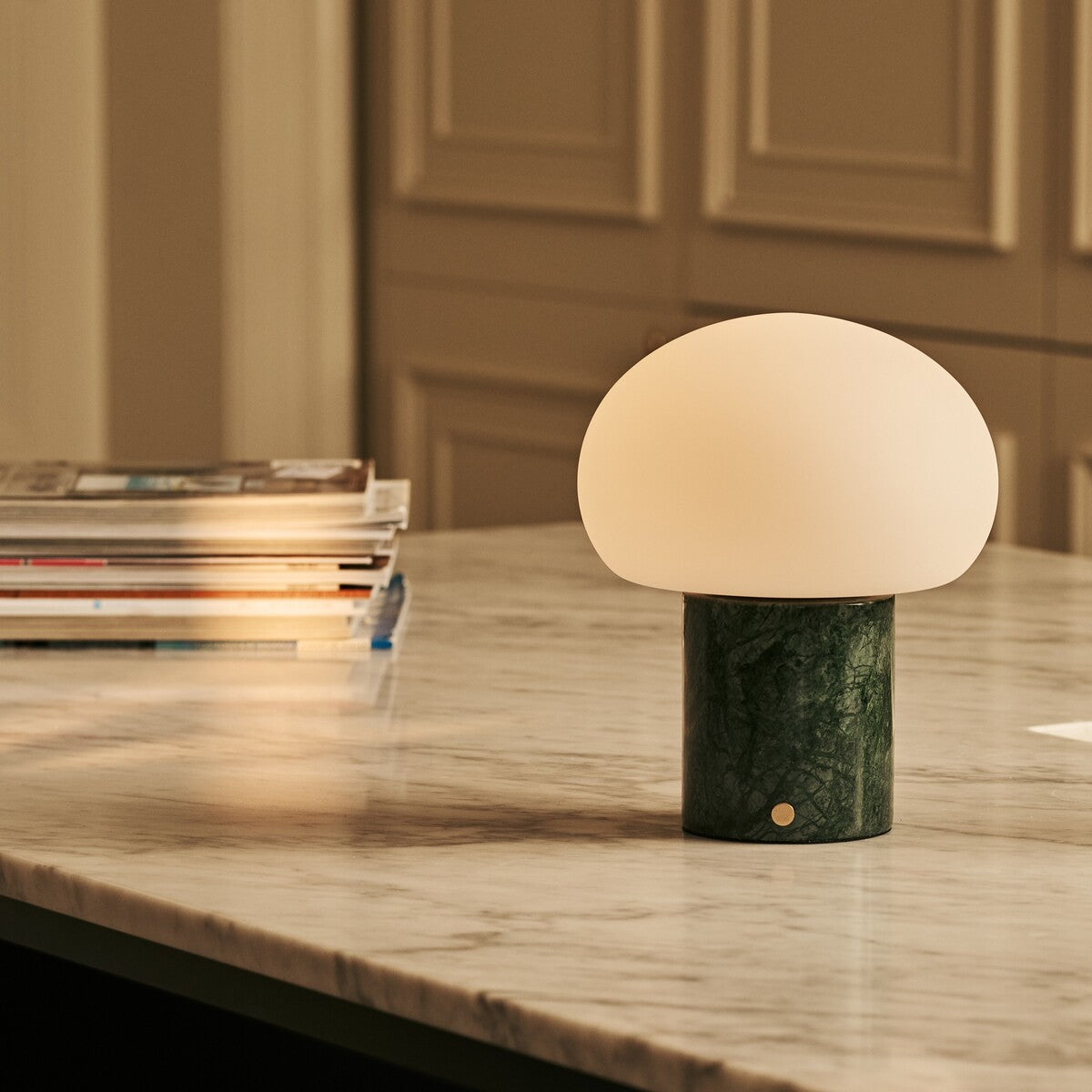 Coddé Green – Verde Alpi Marble Rechargeable Table Lamp | Modular Lampshade, Versatile & Dimmable