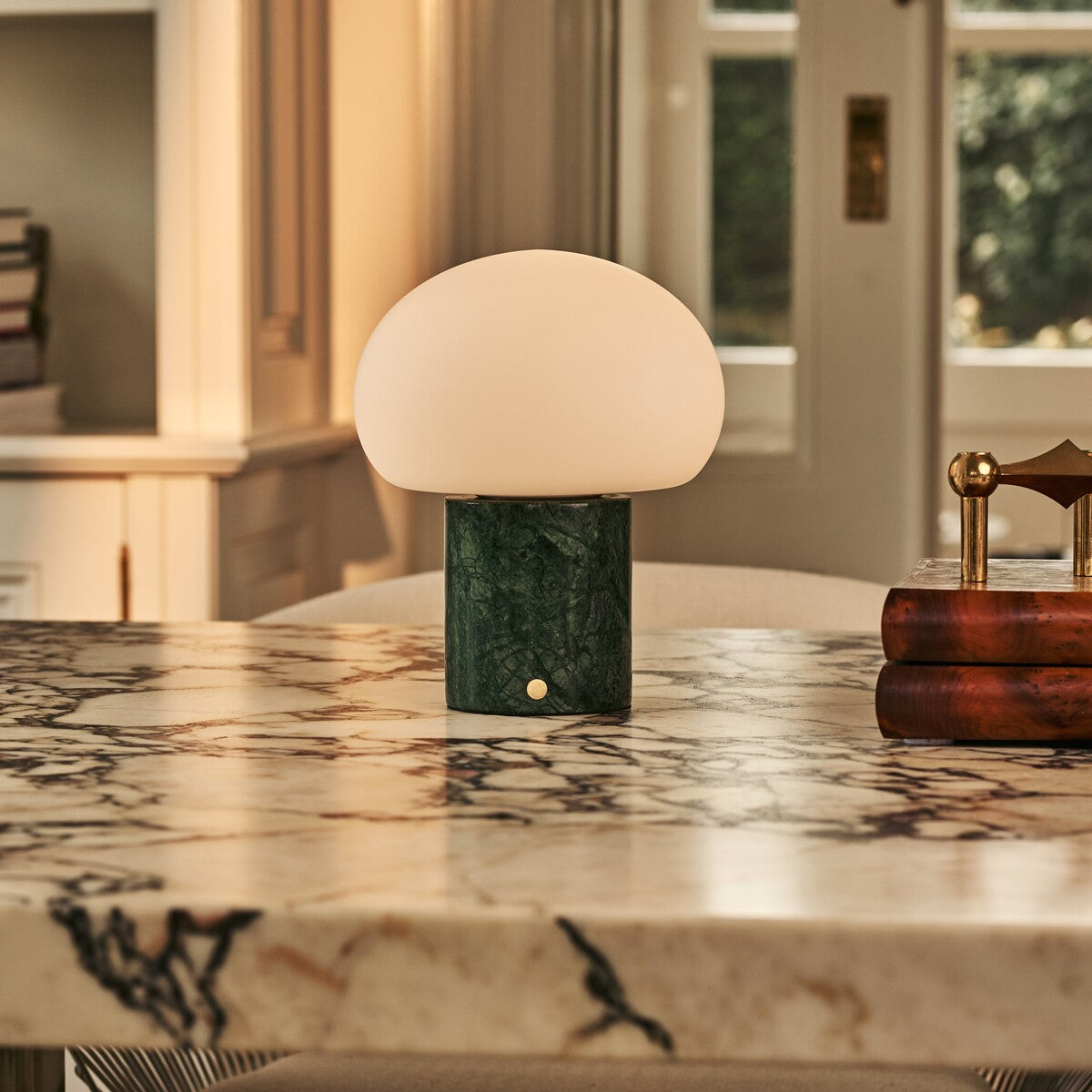 Coddé Green – Verde Alpi Marble Rechargeable Table Lamp | Modular Lampshade, Versatile & Dimmable