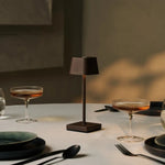 Sarphati Mini Mocha Brown Cordless Table Lamp Perfect for Hospitality Industry – Wireless Rechargeable via Charging Station, Dimmable Lamp & 3 Light Modes Tavellio
