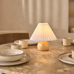 Nathalie Light Brown Modern and Retro Rechargeable Lamp l Dimmable, Wood and Paper Beautiful Paper Shade Tavellio