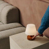 Teddy Chestnut Brown Wooden Rechargeable Table Lamp | Dimmable & Cordless with 3 Light Modes - Tavellio