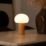 Sam Wooden Table Lamp with Glass & Rechargeable Battery | Dimmable & Versatile Lighting Tavellio