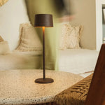 David Mocha Brown Rechargeable Table Lamp 2 in 1 with Adjustable Height – Dimmable & Cordless with 120 Hours Battery Tavellio