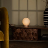 Flore Light Brown Wooden Lamp with Glass Bulb – Rechargeable & Dimmable Cordless Light Tavellio