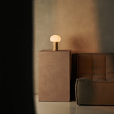 Sam Lichtbruin Houten Tafellamp met Glas & Oplaadbare Batterij | Dimbare & Veelzijdige Verlichting