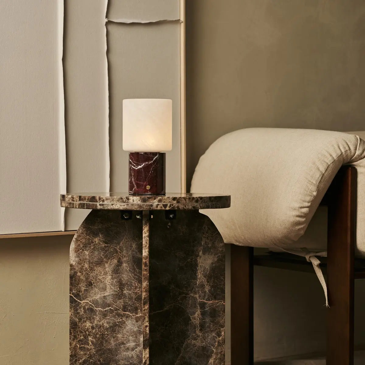 Cuyp Red / Rosso Levanto – Marble Rechargeable Table Lamp – Cordless, USB Rechargeable & Up to 100 Hours Runtime